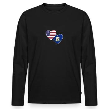 États-Unis État américain de Conecticut Drapeau patriotique - T-shirt manches longues Premium bio Homme - noir - Devant - Nico (187cm)