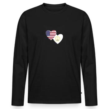 USA American State Of Rhode Island Flag Patriotic - Men's Premium Organic Long Sleeve Shirt - black - Front - Nico (187cm)