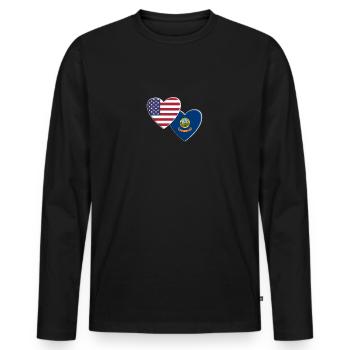 USA Amerikanische Flagge des Bundesstaates Idaho Patriotisch 4. von - Männer Premium Bio Langarmshirt - Schwarz - Vorne - Nico (187cm)