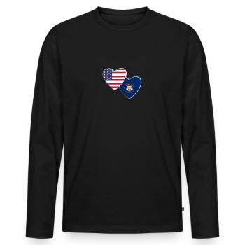 USA Amerikanische Flagge des Bundesstaates Utah Patriotisch 4. Von - Männer Premium Bio Langarmshirt - Schwarz - Vorne - Nico (187cm)