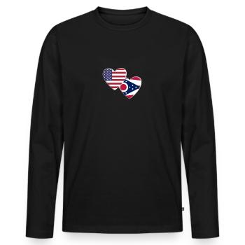 USA Amerikanische Flagge des Bundesstaates Ohio Patriotisch 4. - Männer Premium Bio Langarmshirt - Schwarz - Vorne - Nico (187cm)