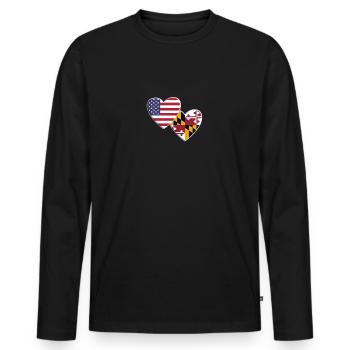 États-Unis État américain du Maryland Drapeau patriotique 4ème - T-shirt manches longues Premium bio Homme - noir - Devant - Nico (187cm)