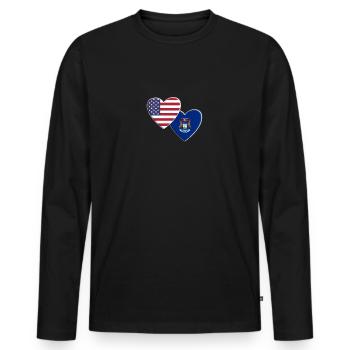 États-Unis État américain du Michigan Drapeau patriotique 4ème - T-shirt manches longues Premium bio Homme - noir - Devant - Nico (187cm)