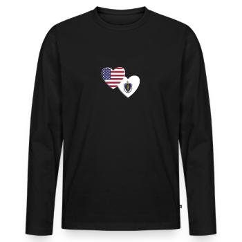 USA American State Of Massachusetts Flag - Men's Premium Organic Long Sleeve Shirt - black - Front - Nico (187cm)