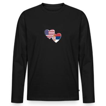États-Unis Serbie américaine drapeau serbe fierté patriotique - T-shirt manches longues Premium bio Homme - noir - Devant - Nico (187cm)