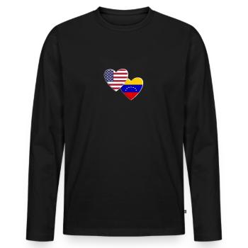 USA American Venezuela Venezuelan Flag Patriotic - Men's Premium Organic Long Sleeve Shirt - black - Front - Nico (187cm)