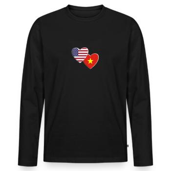 USA American Vietnam Vietnamese Flag Patriotic - Men's Premium Organic Long Sleeve Shirt - black - Front - Nico (187cm)