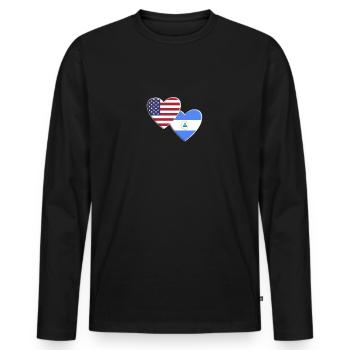 États-Unis Américain Nicaragua Drapeau Nicaragua Patriotique - T-shirt manches longues Premium bio Homme - noir - Devant - Nico (187cm)