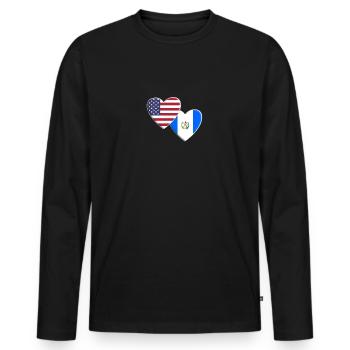 États-Unis Américain Guatemala Drapeau guatémaltèque Patriotique - T-shirt manches longues Premium bio Homme - noir - Devant - Nico (187cm)