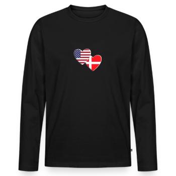 États-Unis Américain Danemark Drapeau danois Fierté patriotique - T-shirt manches longues Premium bio Homme - noir - Devant - Nico (187cm)