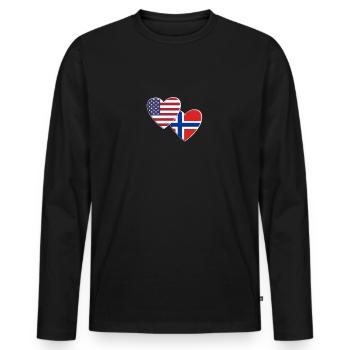 États-Unis Américain Norvège Drapeau norvégien Patriotique - T-shirt manches longues Premium bio Homme - noir - Devant - Nico (187cm)