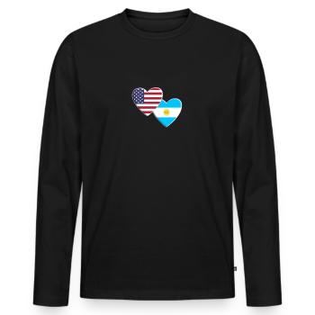 États-Unis Américain Argentine Drapeau Argentin Patriotique - T-shirt manches longues Premium bio Homme - noir - Devant - Nico (187cm)
