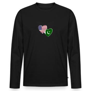 USA American Pakistan Pakistani Flag Patriotic - Men's Premium Organic Long Sleeve Shirt - black - Front - Nico (187cm)