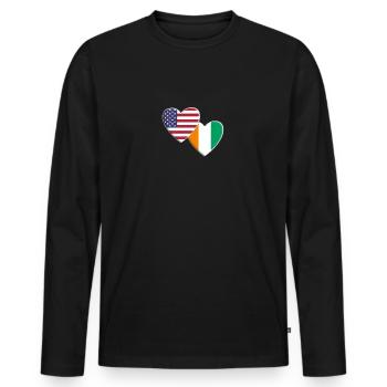 USA Côte d’Ivoire Américaine Afrique Drapeau Patriotique - T-shirt manches longues Premium bio Homme - noir - Devant - Nico (187cm)
