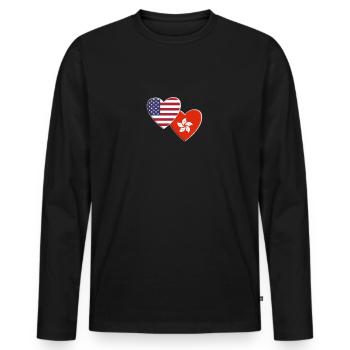 États-Unis Drapeau américain de Hong Kong Fierté patriotique - T-shirt manches longues Premium bio Homme - noir - Devant - Nico (187cm)