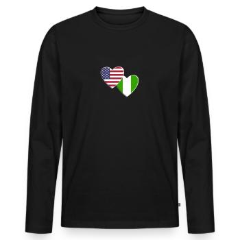 USA Amerikanisch Nigeria Nigeria Afrika Flagge - Männer Premium Bio Langarmshirt - Schwarz - Vorne - Nico (187cm)