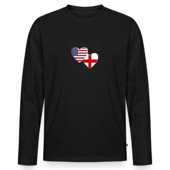 États-Unis Américain Angleterre Anglais Royaume-Uni Drapeau Patriotique - T-shirt manches longues Premium bio Homme - noir - Devant - Nico (187cm)