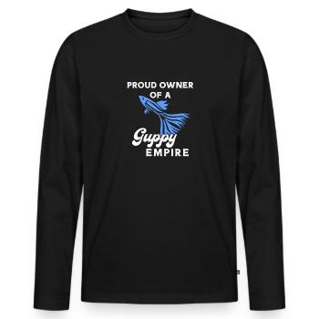 Stolzer Besitzer von A Guppy Empire - Männer Premium Bio Langarmshirt - Schwarz - Vorne - Nico (187cm)