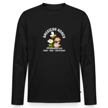 Amerikanischer Honig - Männer Premium Bio Langarmshirt - Schwarz - Vorne - Nico (187cm)