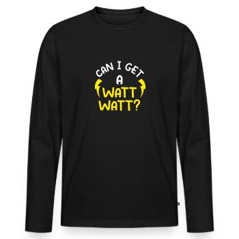 Kann ich ein Watt Watt bekommen? - Männer Premium Bio Langarmshirt - Schwarz - Vorne - Nico (187cm)