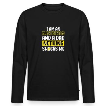Ich bin Elektriker und Vater Nichts schockiert mic - Männer Premium Bio Langarmshirt - Schwarz - Vorne - Nico (187cm)