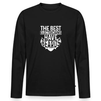 Die besten Elektriker haben Bärte - Männer Premium Bio Langarmshirt - Schwarz - Vorne - Nico (187cm)
