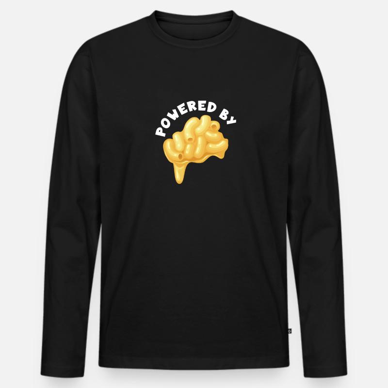 Angetrieben von Mac & Cheese - Männer Premium Bio Langarmshirt - Schwarz