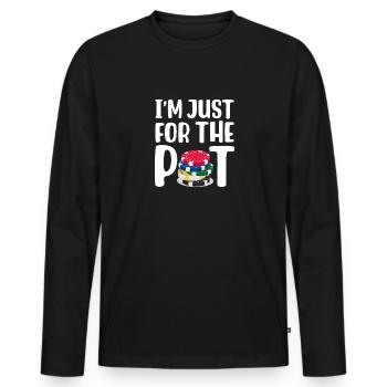 Ich bin nur wegen des Potts hier - Männer Premium Bio Langarmshirt - Schwarz - Vorne - Nico (187cm)