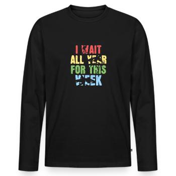 Ich warte das ganze Jahr auf diese Woche - Männer Premium Bio Langarmshirt - Schwarz - Vorne - Nico (187cm)