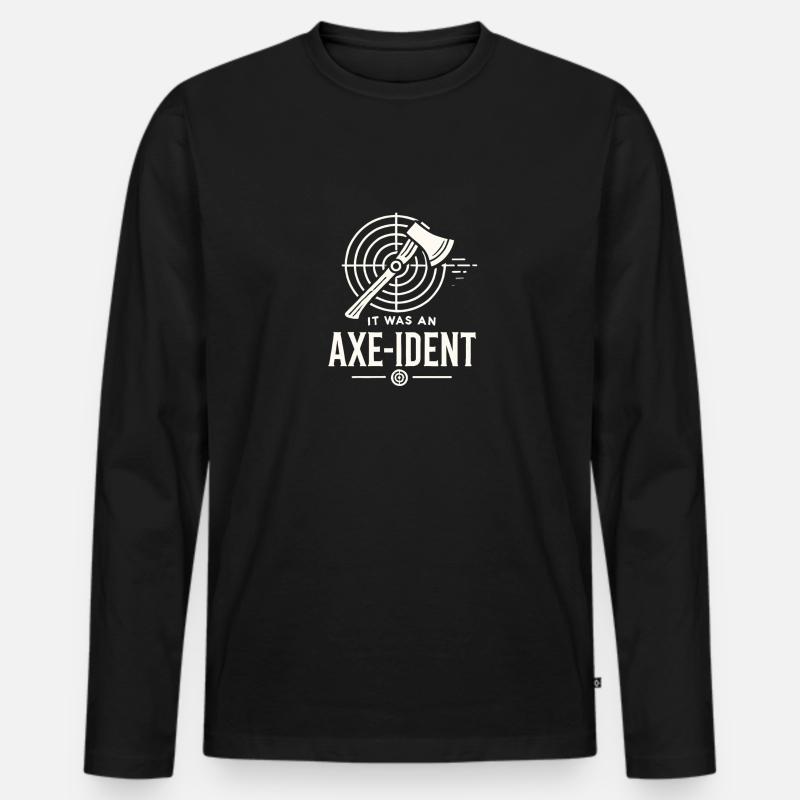 Es war ein Axt-ident - Männer Premium Bio Langarmshirt - Schwarz