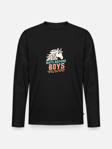 Buchten vor Jungen - Männer Premium Bio Langarmshirt - Schwarz