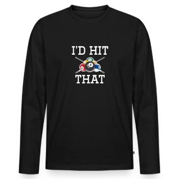 Das würde ich treffen - Männer Premium Bio Langarmshirt - Schwarz - Vorne - Nico (187cm)