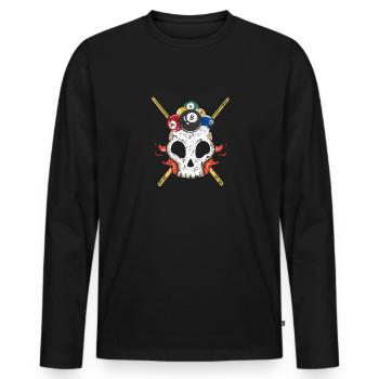 Totenkopf mit Biilierdkugeln - Männer Premium Bio Langarmshirt - Schwarz - Vorne - Nico (187cm)
