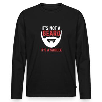 Es ist kein Bart, es ist ein Sattel - Männer Premium Bio Langarmshirt - Schwarz - Vorne - Nico (187cm)