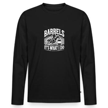 Fässer - das ist mein Job - Männer Premium Bio Langarmshirt - Schwarz - Vorne - Nico (187cm)