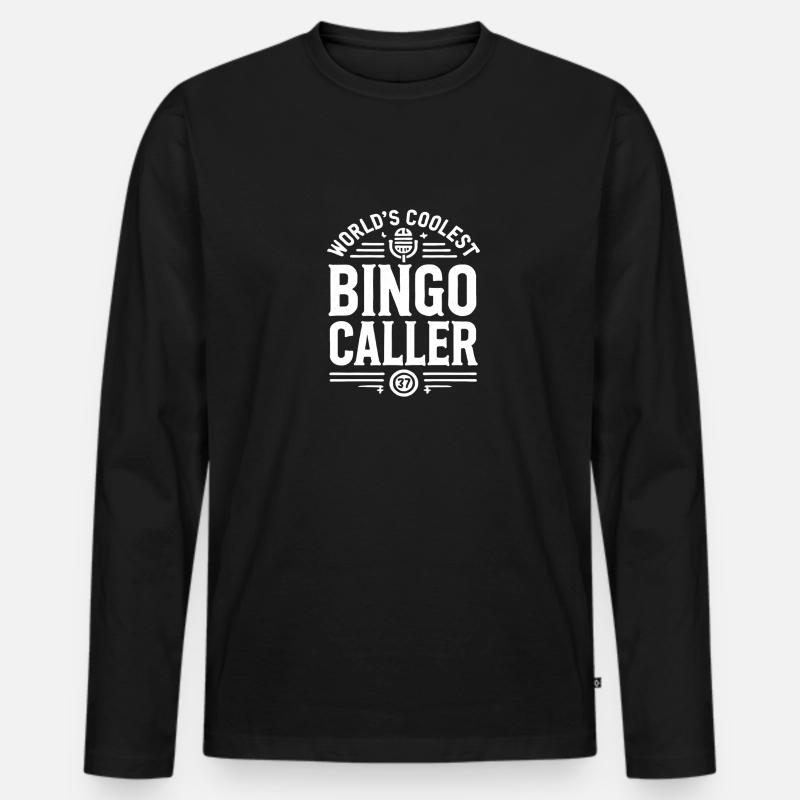 Der coolste Bingo-Anrufer der Welt - Männer Premium Bio Langarmshirt - Schwarz