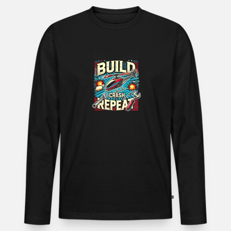 Bau-Crash-Wiederholung - Männer Premium Bio Langarmshirt - Schwarz