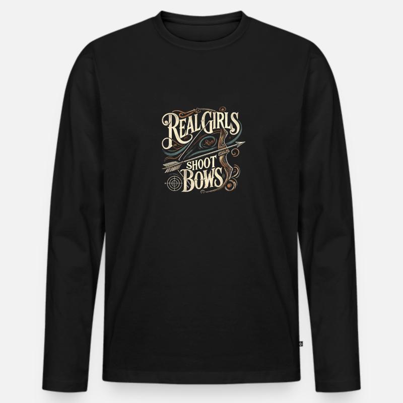 Echte Mädchen schießen Bögen - Männer Premium Bio Langarmshirt - Schwarz