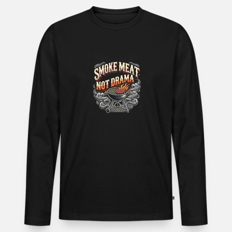 Rauchfleisch statt Drama - Männer Premium Bio Langarmshirt - Schwarz