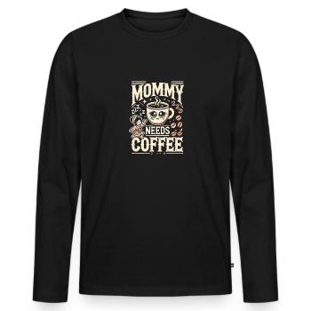 Mami braucht Kaffee - Männer Premium Bio Langarmshirt - Schwarz - Vorne - Nico (187cm)