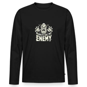 Erdnüsse sind mein Feind - Männer Premium Bio Langarmshirt - Schwarz - Vorne - Nico (187cm)