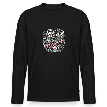 Die geheime Zutat ist immer die Liebe - Männer Premium Bio Langarmshirt - Schwarz - Vorne - Nico (187cm)