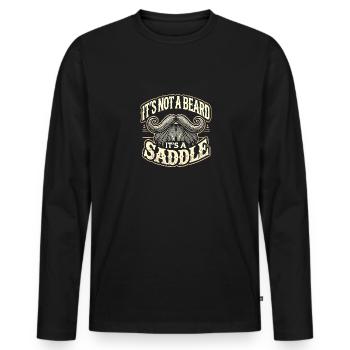 Es ist kein Bart, es ist ein Sattel - Männer Premium Bio Langarmshirt - Schwarz - Vorne - Nico (187cm)