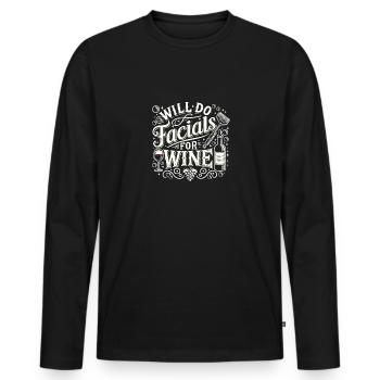 Will Do Gesichtsbehandlungen für Wein - Männer Premium Bio Langarmshirt - Schwarz - Vorne - Nico (187cm)