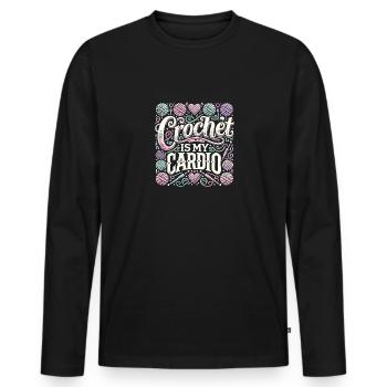 Häkeln ist mein Fitnessprogramm - Männer Premium Bio Langarmshirt - Schwarz - Vorne - Nico (187cm)