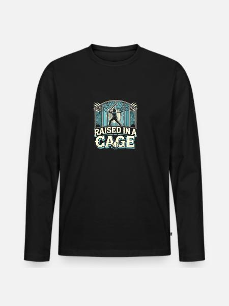In einem Käfig aufgezogen - Männer Premium Bio Langarmshirt - Schwarz