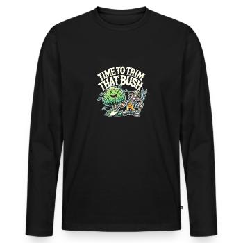Zeit, den Busch zu stutzen - Männer Premium Bio Langarmshirt - Schwarz - Vorne - Nico (187cm)