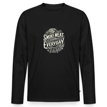 Täglich Fleisch räuchern - Männer Premium Bio Langarmshirt - Schwarz - Vorne - Nico (187cm)