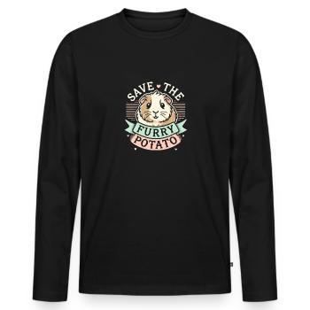 Rettet die pelzige Kartoffel - Männer Premium Bio Langarmshirt - Schwarz - Vorne - Nico (187cm)