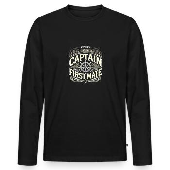 Jeder Kapitän braucht einen Ersten Offizier - Männer Premium Bio Langarmshirt - Schwarz - Vorne - Nico (187cm)